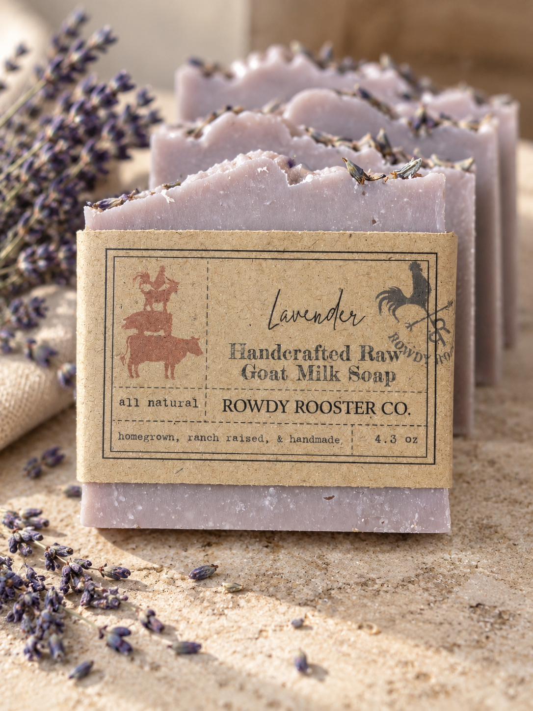 Raw Goat Milk Soap (Lavender) - Rowdy Rooster Co.