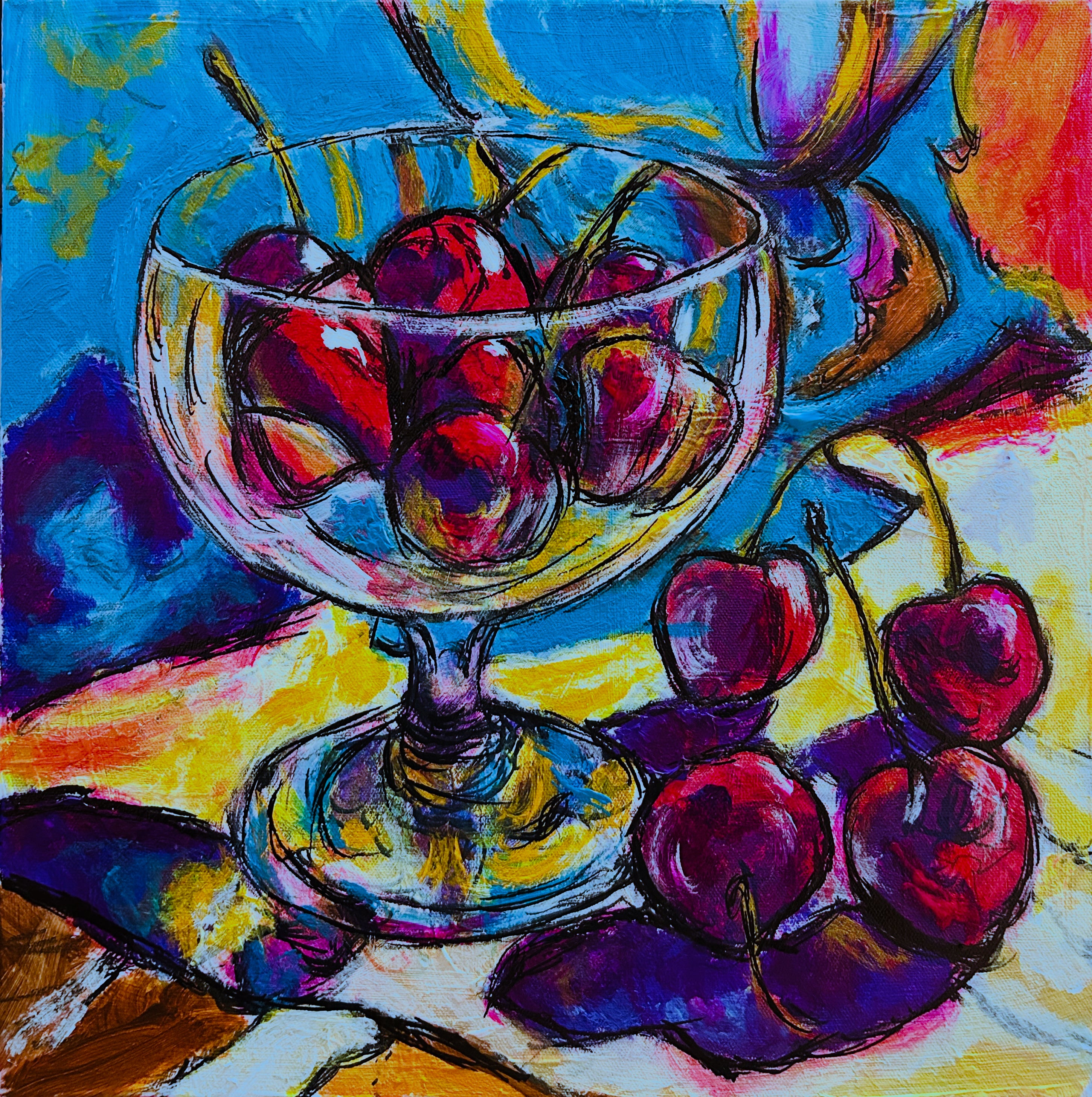 Cherry Glass Still Life - Franklin Duru