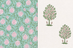 Floral (blue/pink)