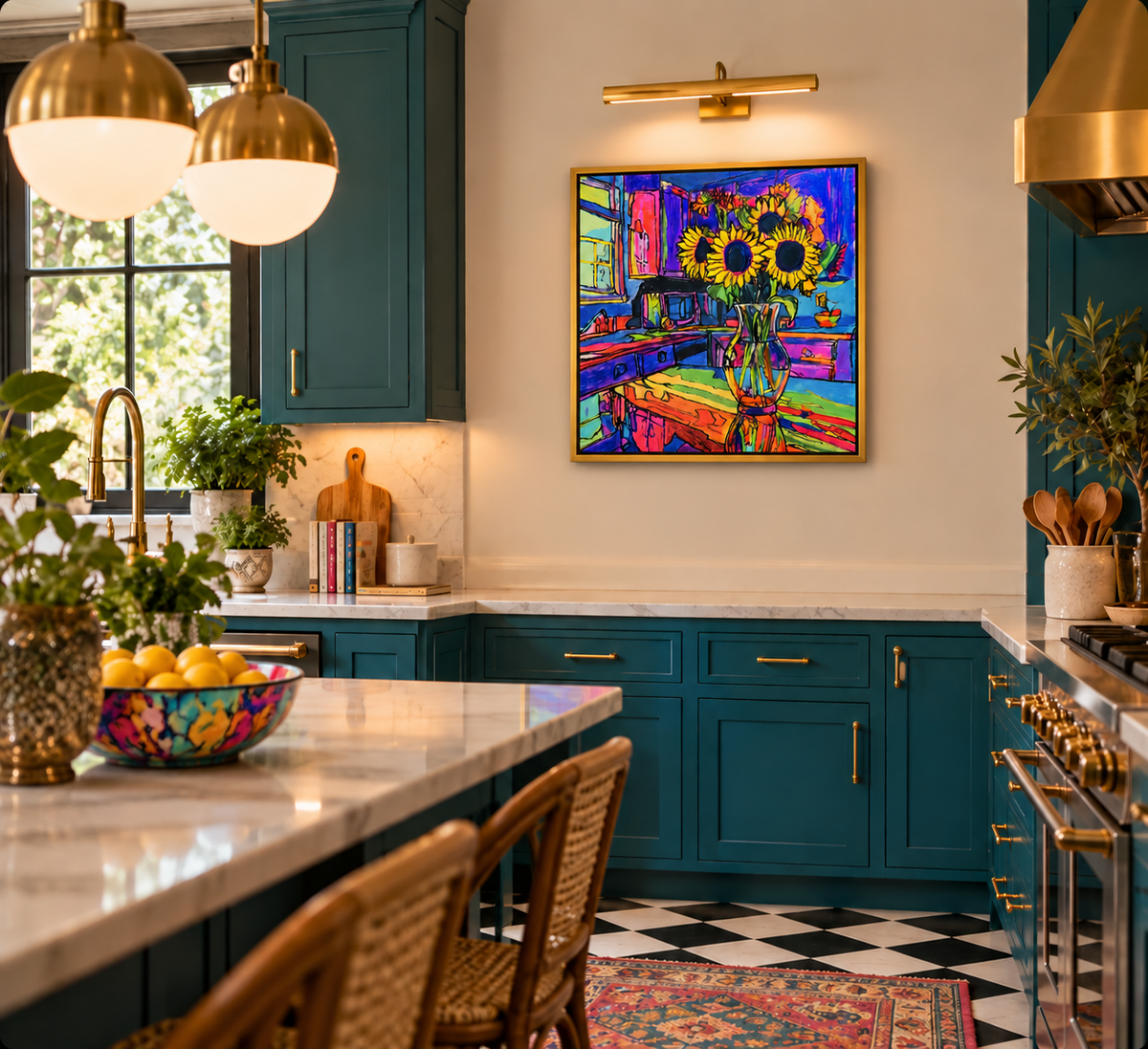 Poster Print of "Sunflowers in the Kitchen" - Franklin Duru