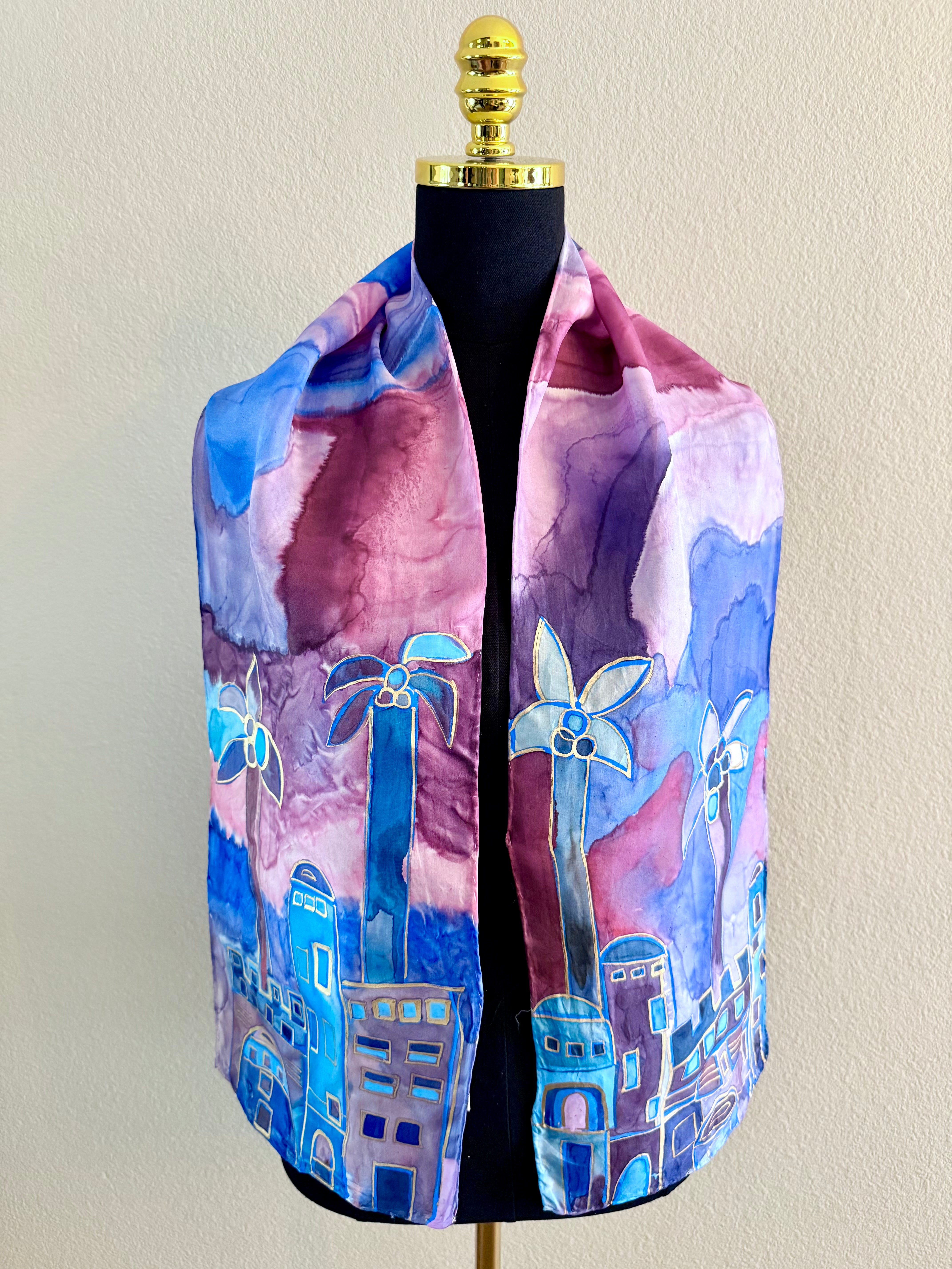 Hand-Painted Silk Scarf (medium) - Georgette Arison
