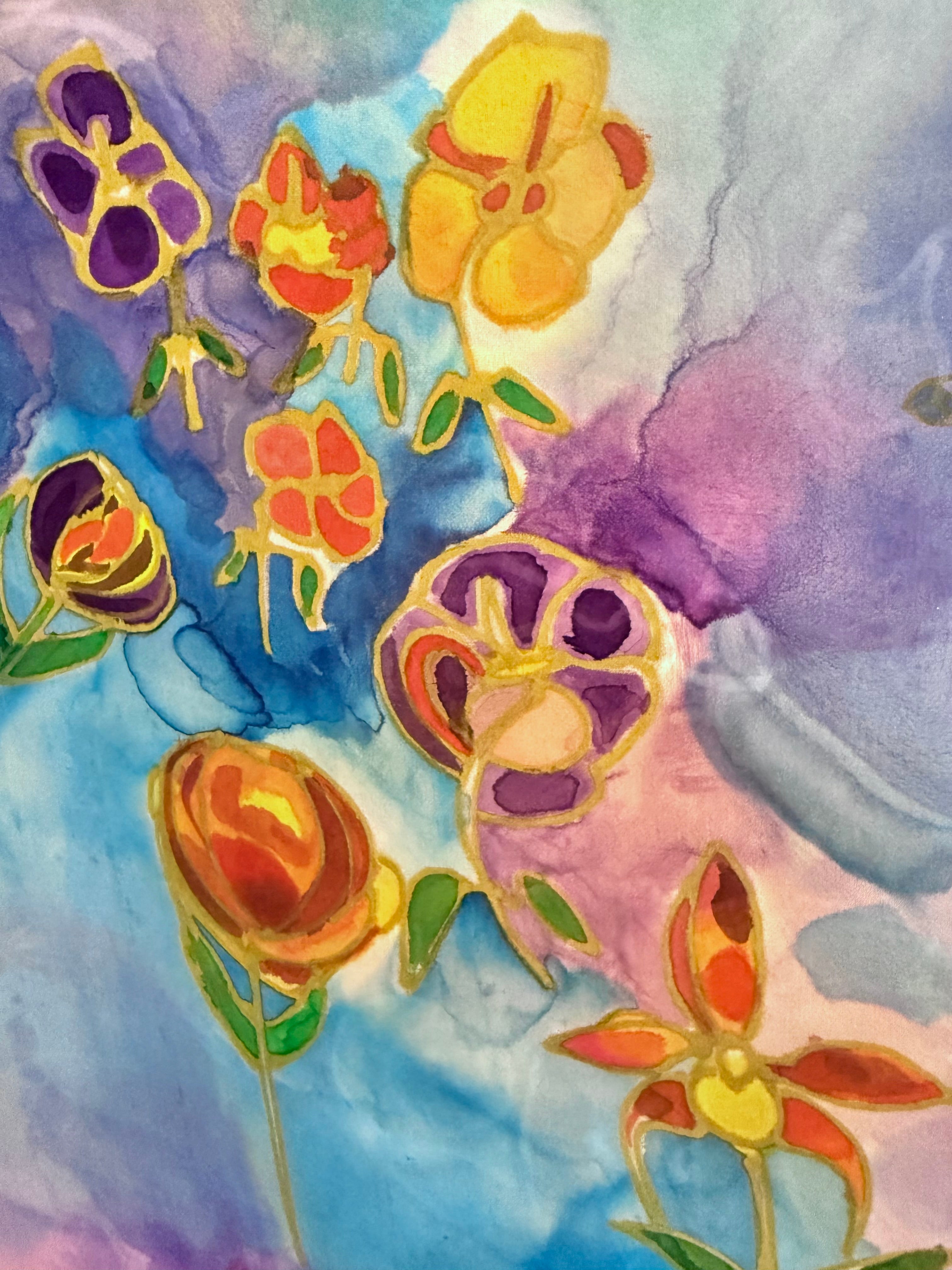 Hand-Painted Silk Scarf (medium) - Georgette Arison