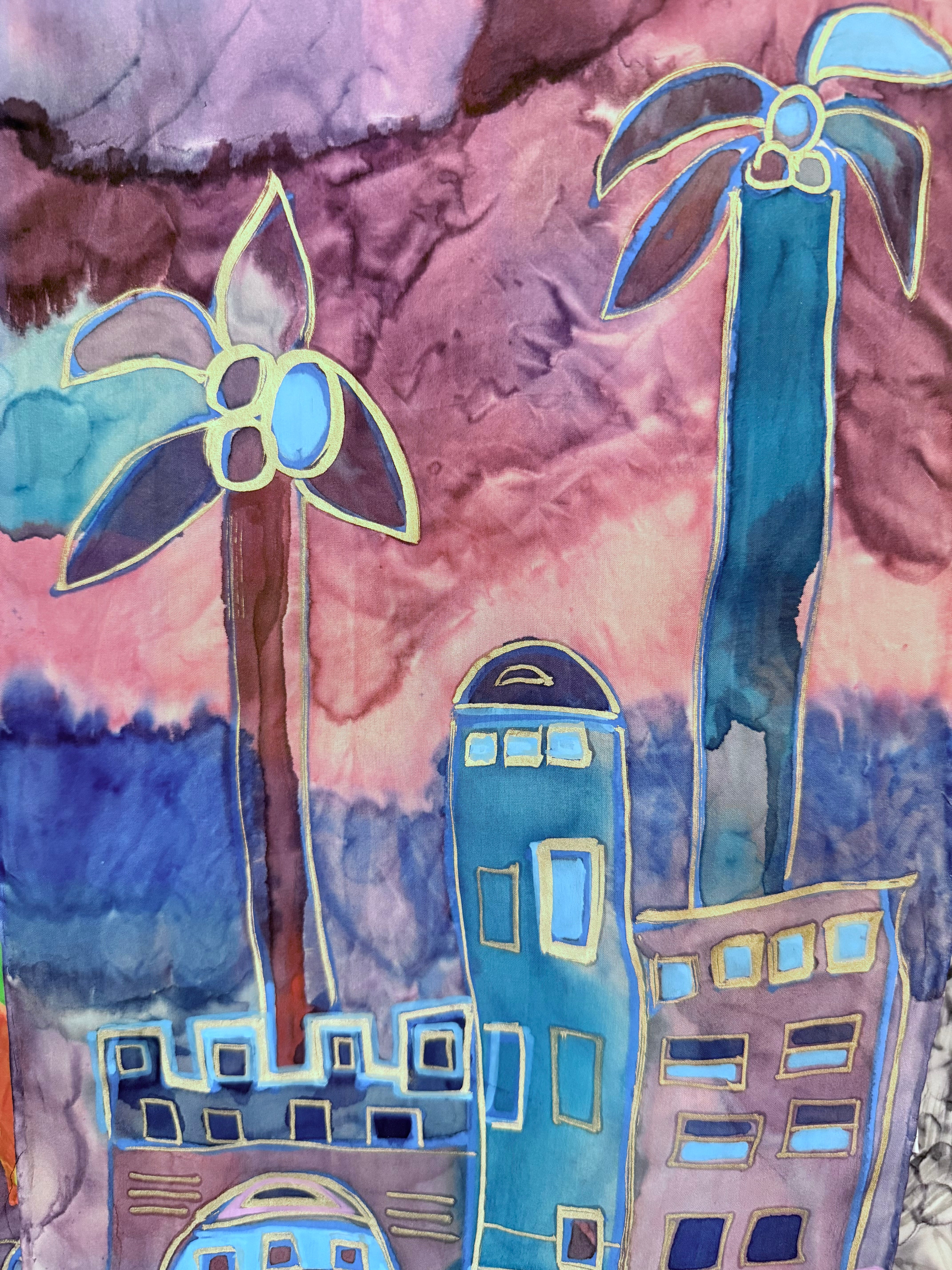 Hand-Painted Silk Scarf (medium) - Georgette Arison