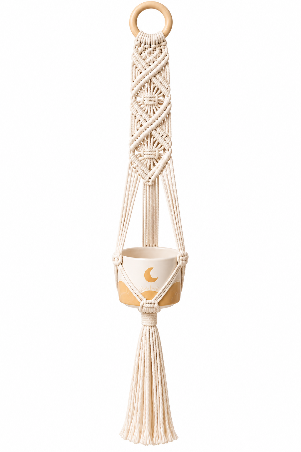 Petite Macramé Plant Hanger with Ceramic Pot - Little Path